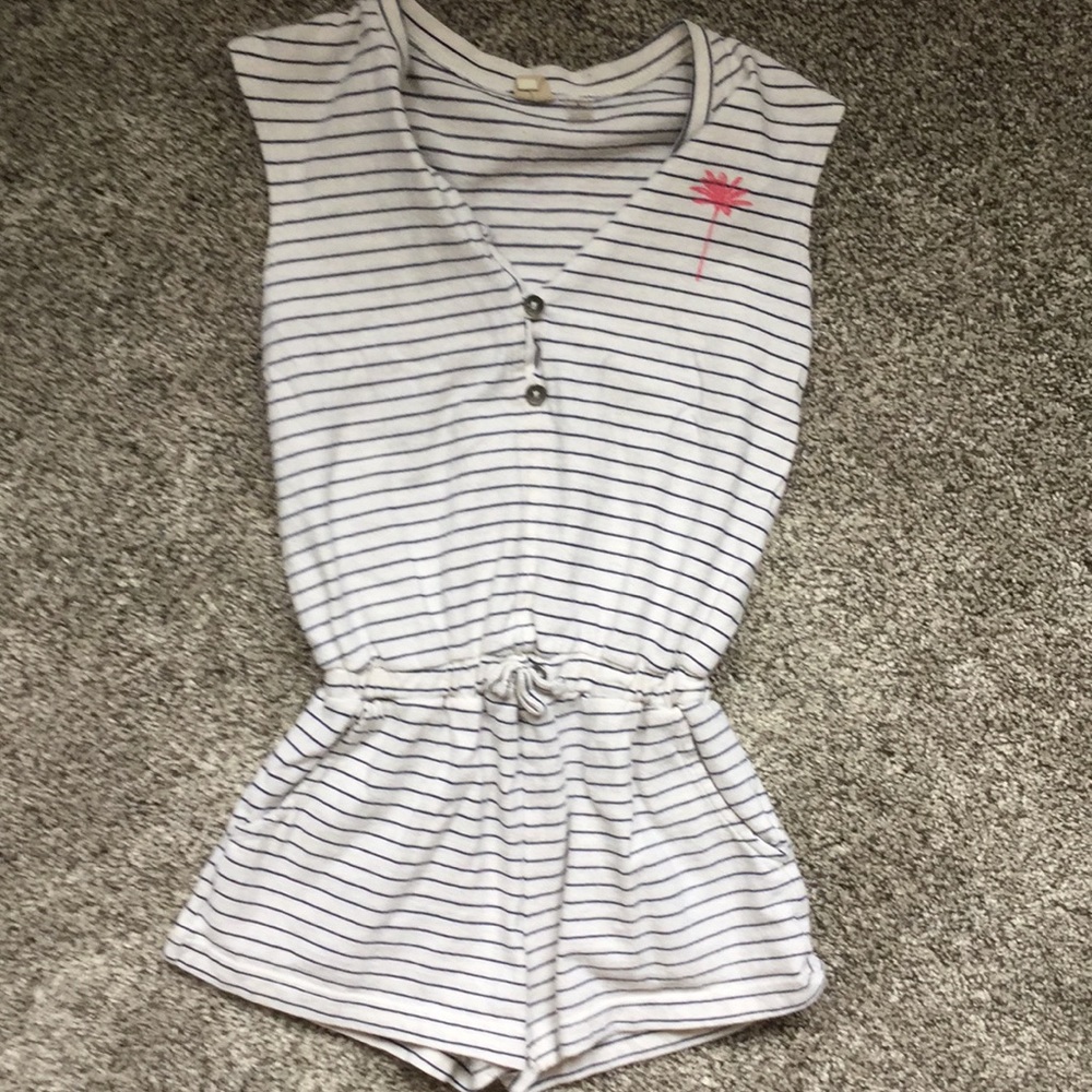 White and Navy Blue Romper